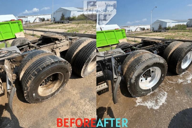 Warrensville Heights Power Washing team cleaning commercial fleet vehicles in Warrensville Heights